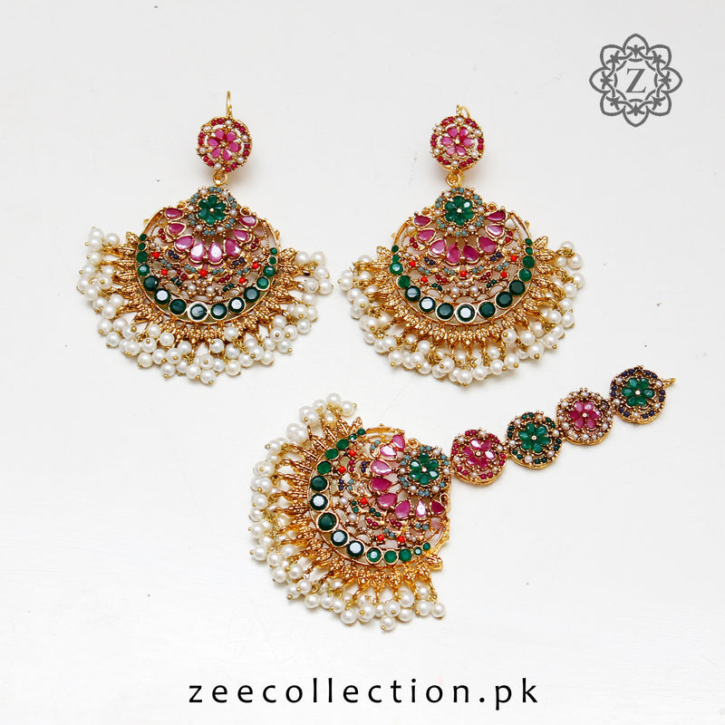 Firdos Earrings with Tekka