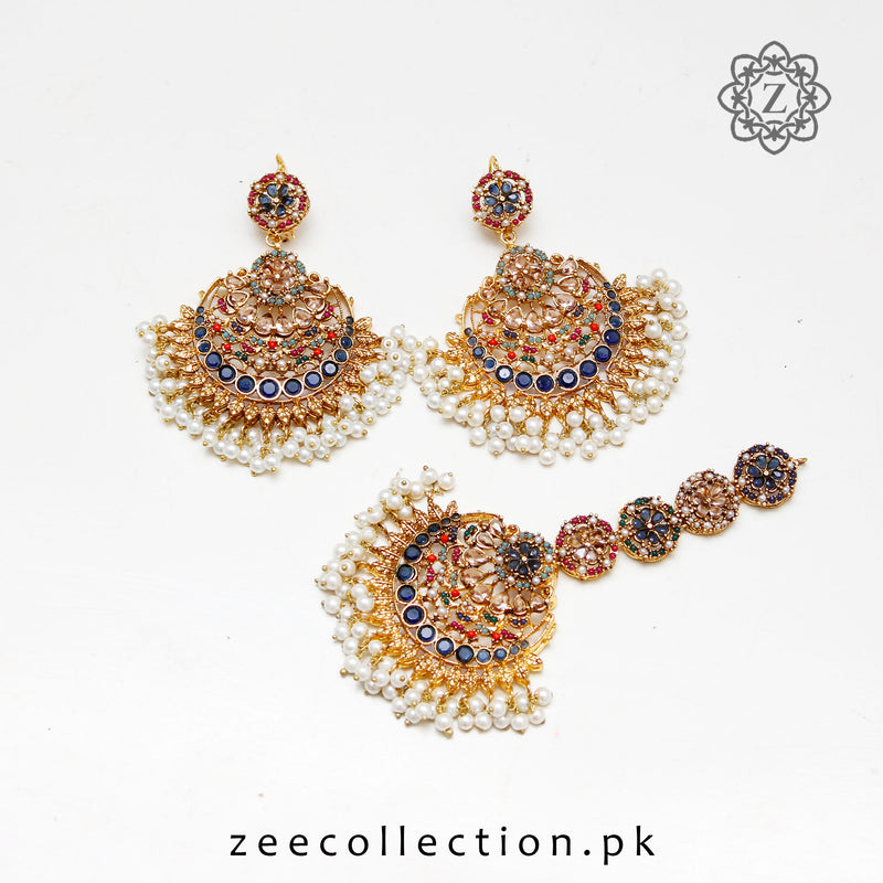 Firdos Earrings with Tekka