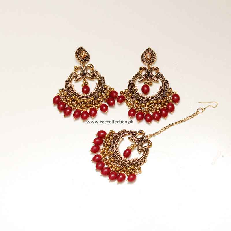 Peacock Earrings with teeka Set